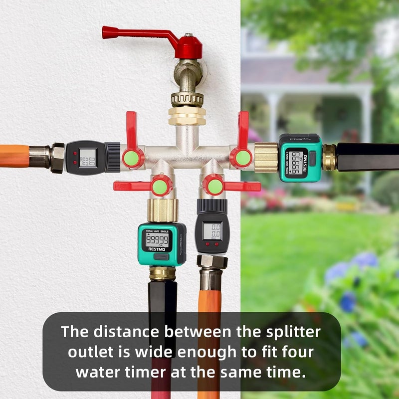 DINGBAI Hose Splitter 4 Way, High Flow Garden Hose Splitter, 3/4” Ght Inlet Brass Heavy Duty Hose Converter, Full Flow water 4 Way Faucet hose splitter, Long Handle Hose Valve Large Outlet. - Image 5